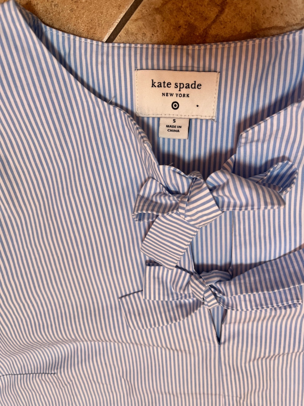 kate spade Blue and White Striped Puff Sleeve Top - Picture 3 of 7